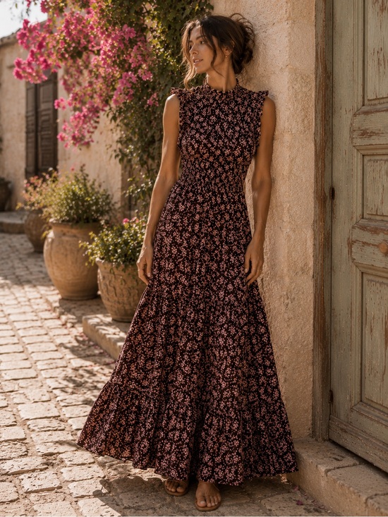 Caroline Constas Dresses & Skirts - Caroline Constas Floral Ruffle Smocked Maxi Dress NWT